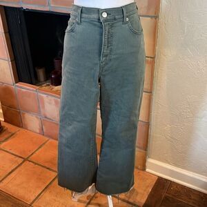 Veronica Beard Carson Ankle Flare High Rise, Green Garden Topiary, size 31